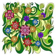 Ethnic floral zentangle doodle pattern Beautiful art flowers