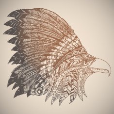 Eagle in oriental tribal ornament N5