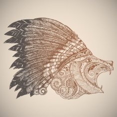 Bear in oriental tribal ornament