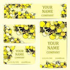Business cards with colorful leaves Card or invitation Vintage decorative elements N5