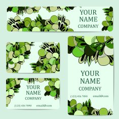 Business cards with colorful leaves Card or invitation Vintage decorative elements N7