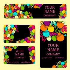 Business cards with colorful leaves Card or invitation Vintage decorative elements N12