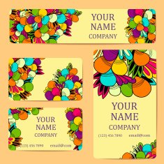 Business cards with colorful leaves Card or invitation Vintage decorative elements N13
