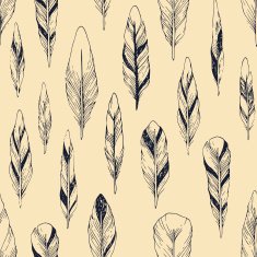 Pattern with hand-drawn feathers N2