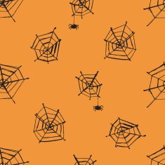 Vector halloween seamless pattern with hand drawn cobwebs and sp