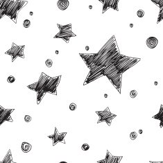 Seamless vector pattern with hand drawn stars shapes Black and