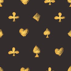Seamless vector modern pattern with card suits diamonds hearts