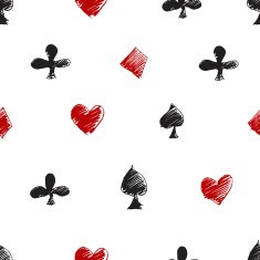 Seamless vector modern pattern with card suits diamonds hearts N2