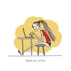 Programmer woman at work sketch for your design N4