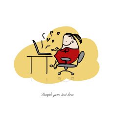 Programmer woman at work sketch for your design N5
