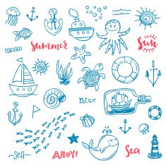 Nautical vector doodle set