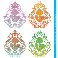 Mushroom Abstract Multicolored N2