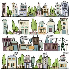 Scketch big city architecture