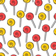 Seamless doodle pattern with bright candy handmade N2