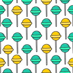 Stylish seamless doodle pattern with Chupa Chups Sketch