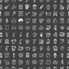 doodle coffee seamless pattern background