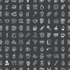 doodle coffee seamless pattern background N2