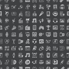 doodle media seamless pattern background N2