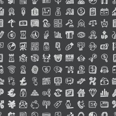 doodle financial seamless pattern background N2
