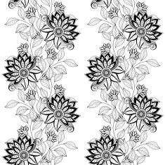 Vector Seamless Monochrome Floral Pattern N53