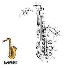 Numbers game for children musical instruments (saxophone)