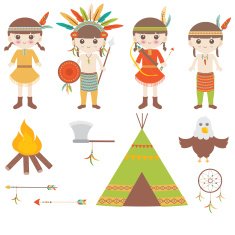 American Indian Clipart Icons and Elements