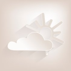 Flat Cloud and Sun Icon with shadow N2