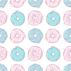 Hand drawn donuts seamless pattern Sweet background N5