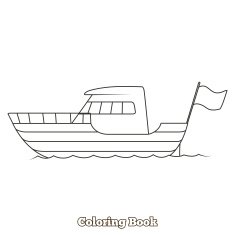 Yacht cartoon coloring book vector illustration N2