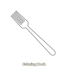 fork cartoon coloring book vector illustration N2