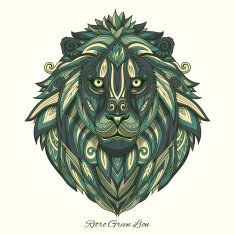 Lion brown ornament ethnic vector illustration N2