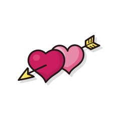 valentines heart arrow doodle