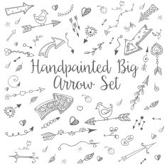 Cute romantic cartoon arrows indexes vintage isolated vector elements set