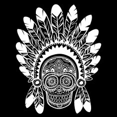 Vintage ethnic hand drawn human skull N4