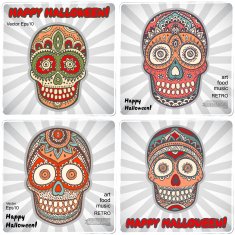 Vintage ethnic hand drawn human skull N5