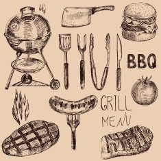 Hand drawn barbeque set