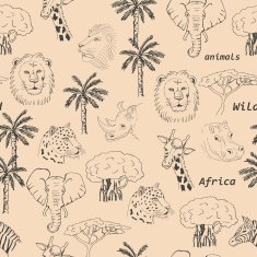 Seamless pattern with wild animals of Africa