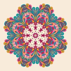 Mehndi mandala tracery wheel design Curved lines doodling