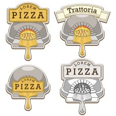 Trattoria pizza oven emblem design vector illustration N2