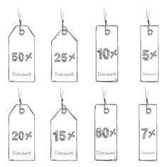 Vector Set of Sketch Discount Tags N2