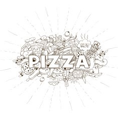 Pizza hand-drawing title design vector illustration N2