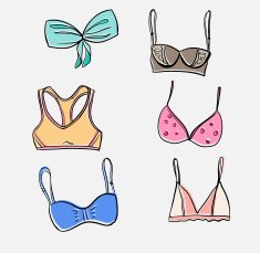 Vector hand drawn bra set