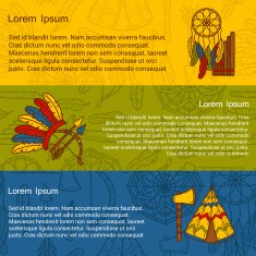 Vector native american concept with cartoon hand drawn objects and