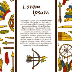 Vector native american concept with cartoon hand drawn objects and N3