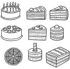 vector set of cake