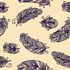 Pattern with hand-drawn feathers N16