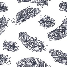 Pattern with hand-drawn feathers N17