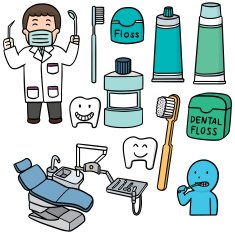 vector set of dentist and tooth care