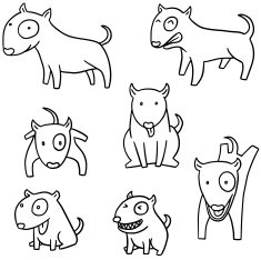 vector set of dog bull terrier