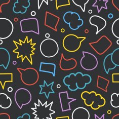 Abstract hand-drawn doodle speech clouds Vector seamless background